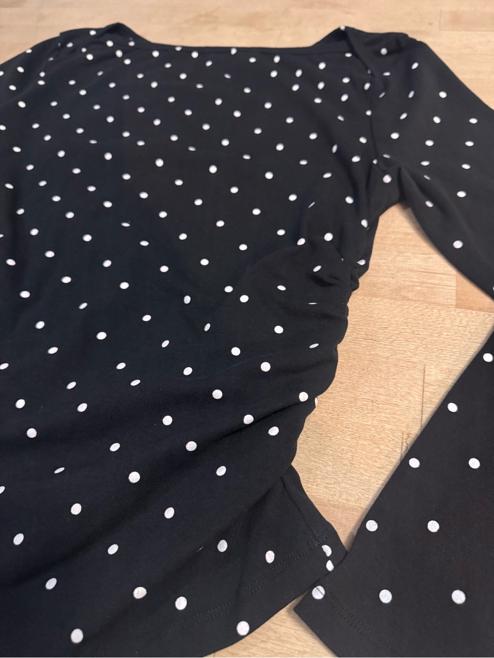 Cider navy blue Long Sleeve boat neck Polka Dot Top - Picture 3 of 8